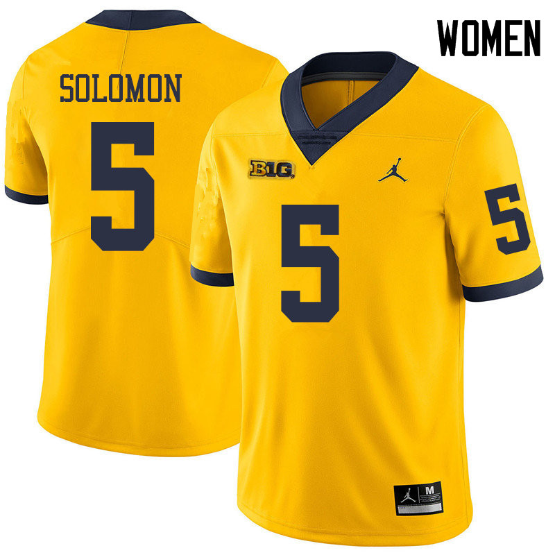 Jordan Brand Women #5 Aubrey Solomon Michigan Wolverines College Football Jerseys Sale-Yellow